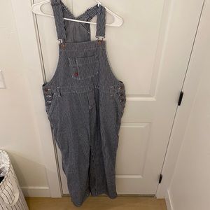 Dickies Navy and White Pinstripe Wide-Leg Overalls